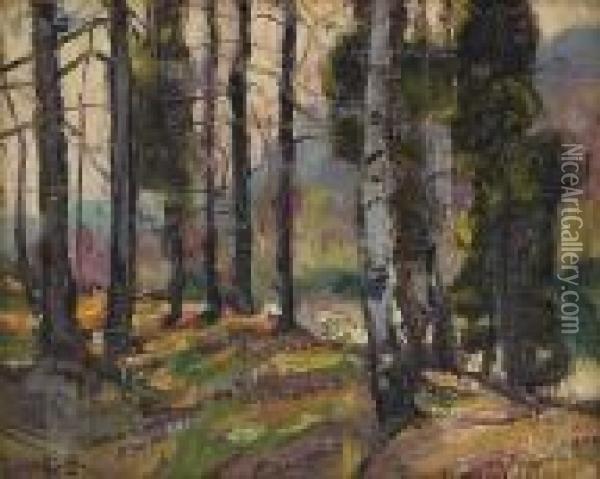 New England Forest Oil Painting - George Gardner Symons