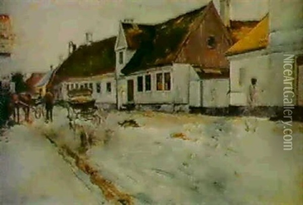 Gatumotiv, Troligen                                         Fran Torekov Oil Painting - Wilhelm von Gegerfelt