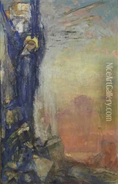 Ange Au Milieu Des Ruines Oil Painting - Pierre Amedee Marcel-Beronneau