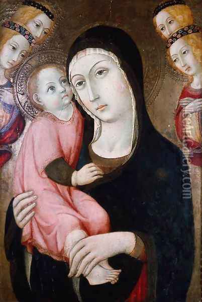 Virgin and Child with Four Angels 1470 Oil Painting - Sano Di Pietro