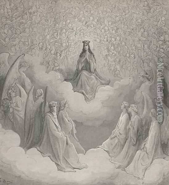 O Lady! thou in whom my hopes have rest! (Canto XXXI., line 76) Oil Painting - Gustave Dore