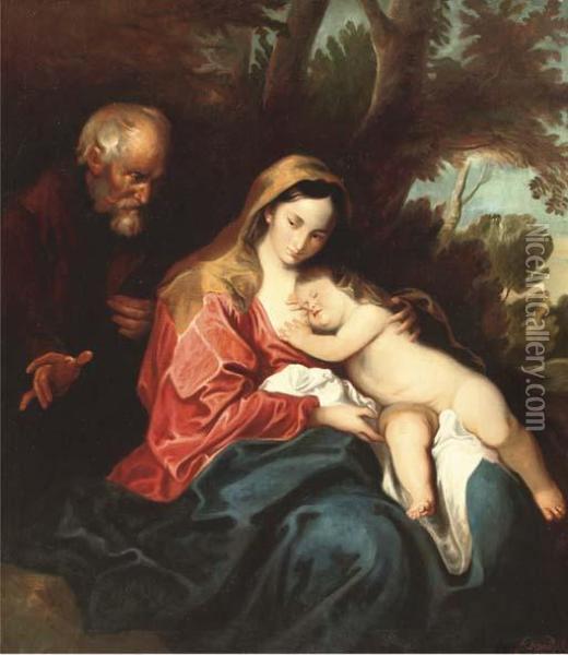The Rest On The Flight Into Egypt Oil Painting - Sir Anthony Van Dyck