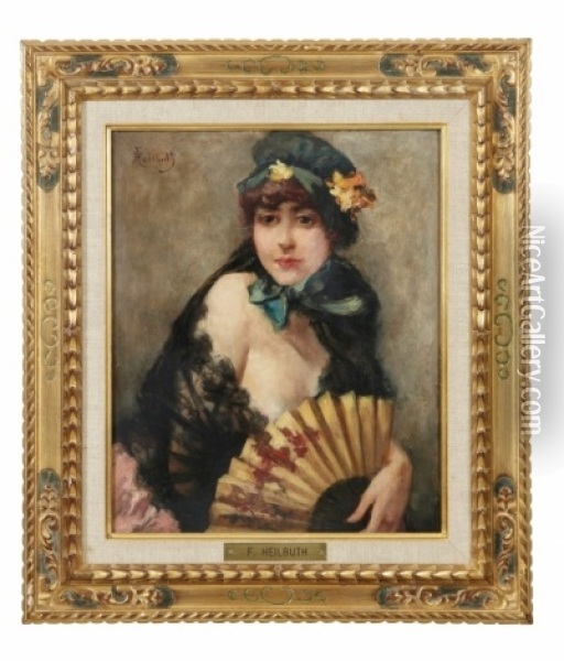 Femme A L'eventail Oil Painting - Ferdinand Heilbuth