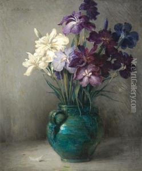 ''oriental Iris'' Oil Painting - John Ferguson Weir