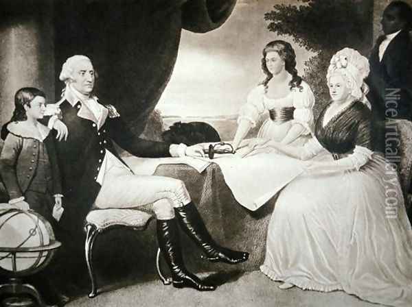 George Washington 1732-99 with his family and black servant Oil Painting - Edward Savage