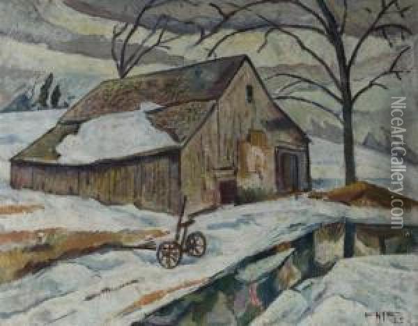 Winter Scene Of A House Oil Painting - Edgar Hewitt Nye