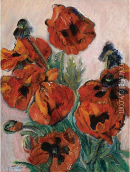 Poppies Oil Painting - Nikolai Aleksandrovich Tarkhov