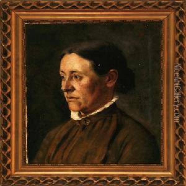 A Lady In Browndress Oil Painting - Bernhard Ulrik Middelboe