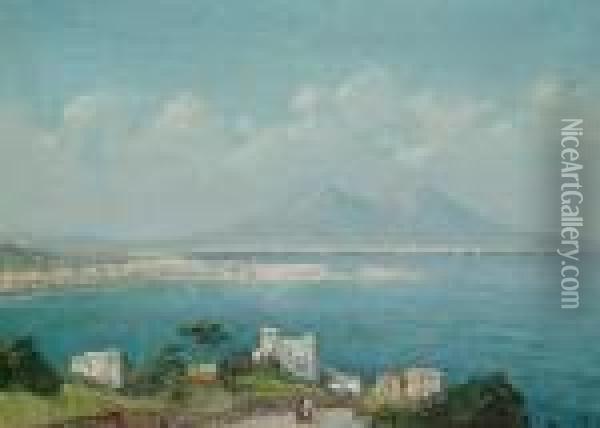 Accross The Bay Of Naples From Posillipo Oil Painting - Oscar Ricciardi