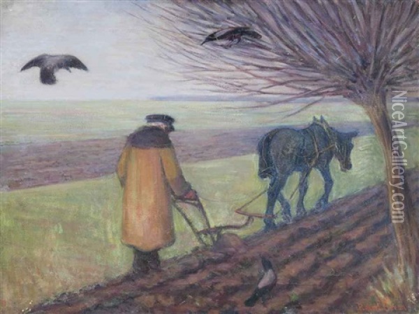 Ploughing, Poland Oil Painting - Robert Polhill Bevan