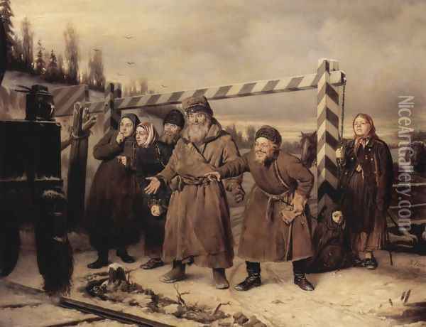At the railroad 1868 Oil Painting - Vasily Perov