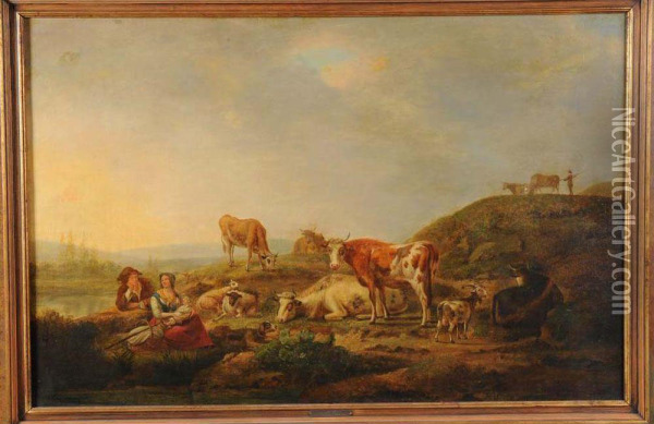  Le Repos Des Bergers Et De Leurstroupeaux Dans Un Paysage  Oil Painting - Hendrik van Anthonissen