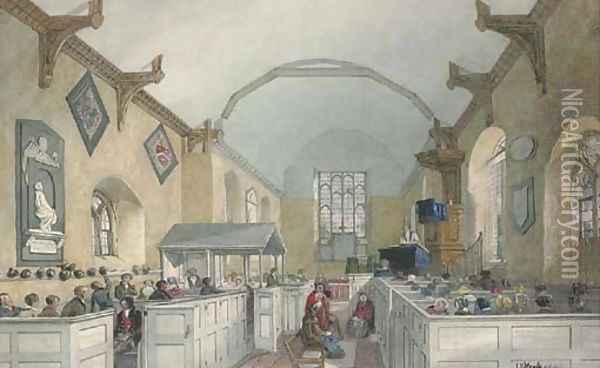 Interior of St Mary's Church, Tattingstone, Suffolk Oil Painting - J. P. Neale