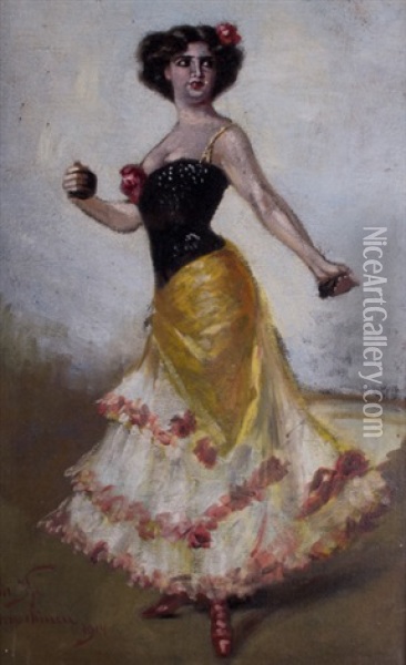 Kastagnetten Tanzerin Oil Painting - Friedrich August von Kaulbach
