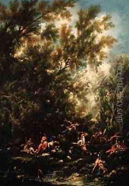 Christ Attended by the Angels 1725-30 Oil Painting - Alessandro Magnasco