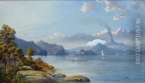 Lake Taupo Oil Painting - Charles Blomfield