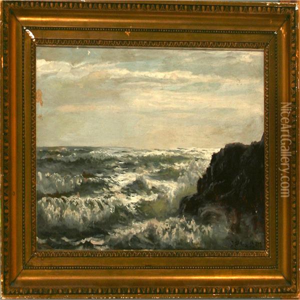 Coastal Scene Frombornholm Island, Denmark Oil Painting - I.H. Brandt