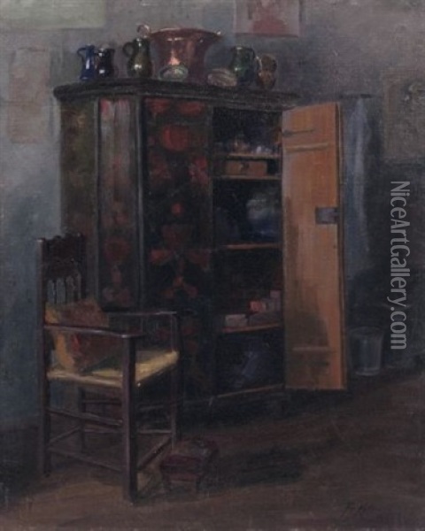 Interieur Mit Bauernschrank Oil Painting - Friedrich von Keller