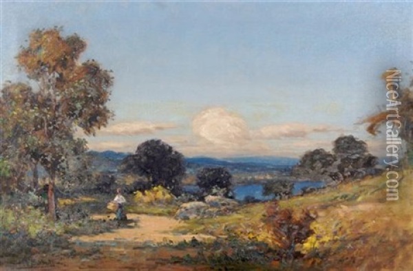 Figure In Landscape Oil Painting - George F. Schultz