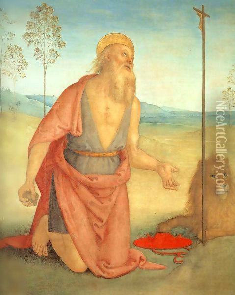 Saint Jerome Oil Painting - Pietro Vannucci Perugino