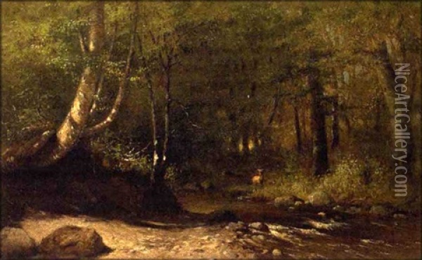 Morning At Whitelake, In The Woods Oil Painting - Roswell Morse Shurtleff