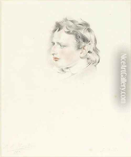 Portrait of Benjamin Robert Haydon (1786-1846), bust-length Oil Painting - George Henry Harlow