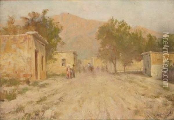Old Town Albuquerque Oil Painting - Martin B. Leisser