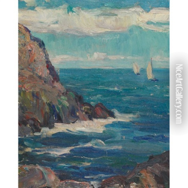 At Monhegan Island Oil Painting - Minnie Kallmeyer