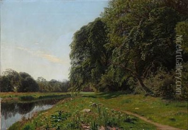 Danish Summer Landscape Oil Painting - Godfred Christensen