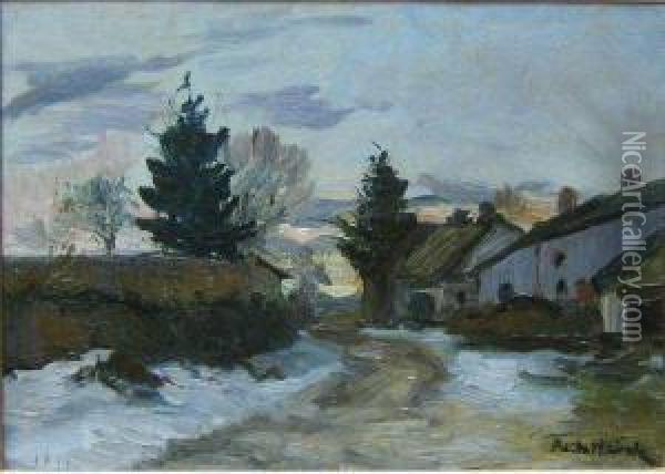Village Sous La Neige Oil Painting - Richard Heintz