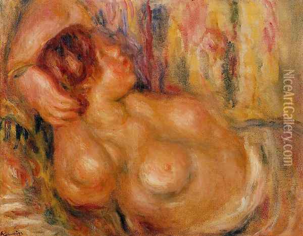 Femme A La Poitrine Nue Endormie Oil Painting - Pierre Auguste Renoir