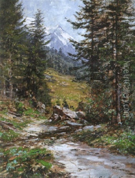 Au Bois Bauchet - Chamonix Oil Painting - Charles Alexandre Bertier