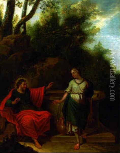 Christ And The Woman Of Samaria Oil Painting - Christian Wilhelm Ernst Dietrich