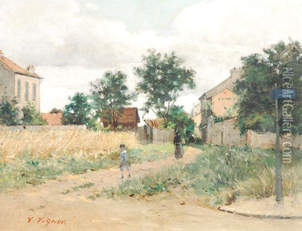 Un Village En Ete Oil Painting - Claude Vignon