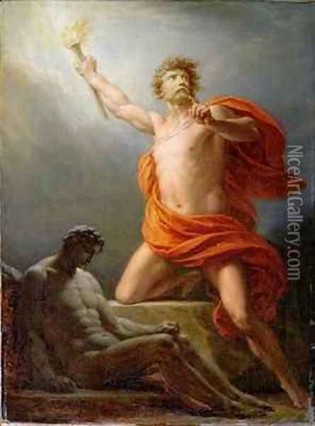 Prometheus Bringing Fire to Mankind Oil Painting - Friedrich Heinrich Fuger