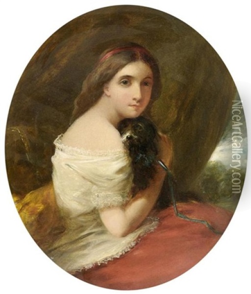 Damen Mit Hund Oil Painting - Charles Baxter