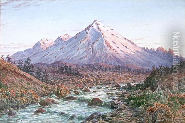 Mt Ruapehu Oil Painting - Thomas Darby Ryan