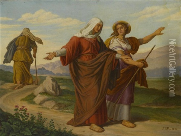 Noomi Und Und Ihre Schwiegertochter Ruth Auf Dem Weg Nach Betlehem Oil Painting - Johann Till the Elder