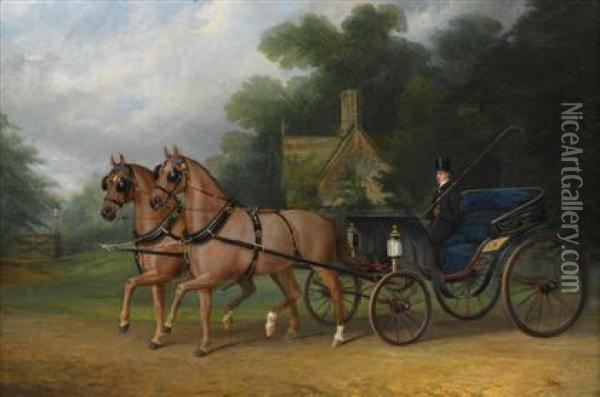 A Horse Pulled Coach Oil Painting - John Paul