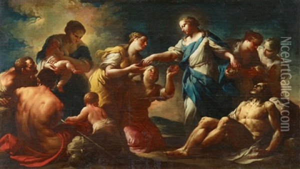 Taufszene Oil Painting - Giovanni Domenico Ferretti