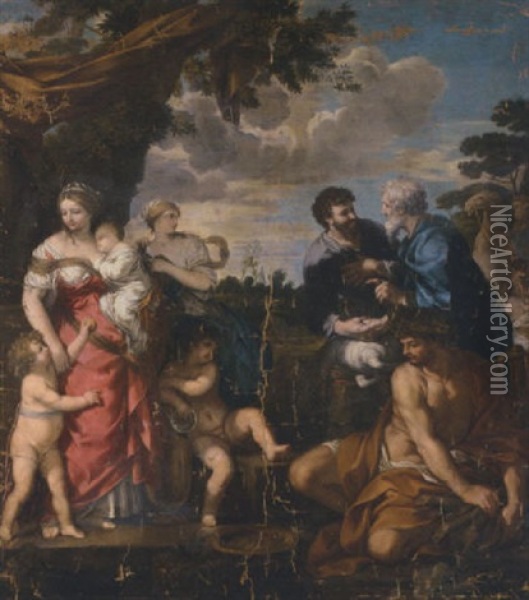 Jacob And Laban Oil Painting - Pietro da Cortona