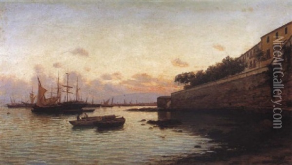 El Puerto De Malaga Oil Painting - Enrique Florido Berruelo