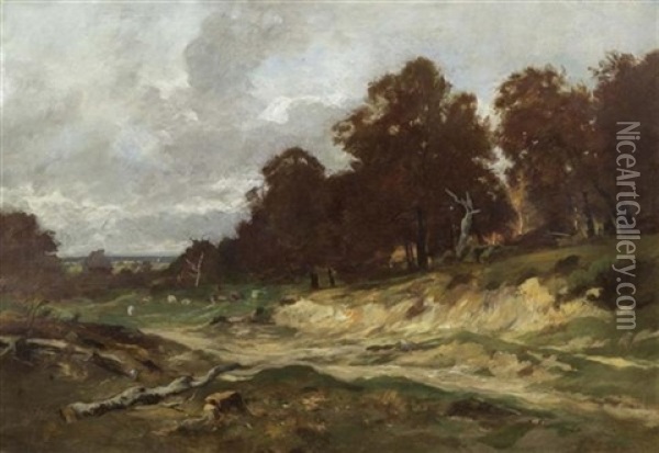 Herbstlandschaft Mit Waldsaum Und Wolkenverhangenem Himmel Oil Painting - Otto Froelicher