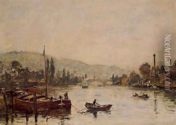 Rouen, the Santa-Catherine Coast, Morning Mist Oil Painting - Eugene Boudin