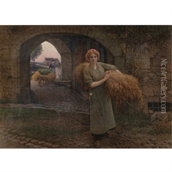 Carrying The Sheaves Oil Painting - Camille Felix Bellanger