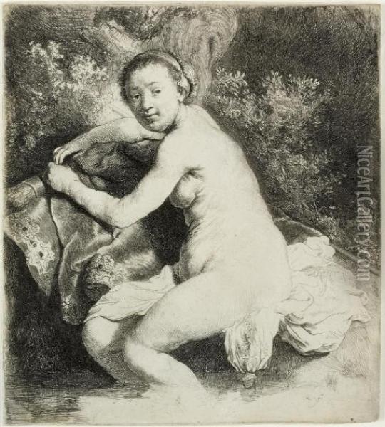Diana At The Bath (b., Holl. 201; H. 42) Oil Painting - Rembrandt Van Rijn