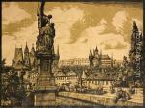 Blick Auf Die Prager Burg Oil Painting - Tavik Frantisek Simon