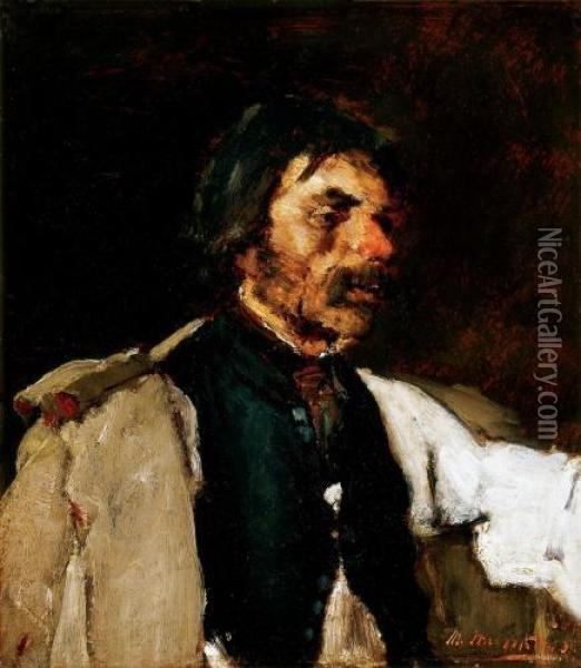 Male Portrait, About 1874 Oil Painting - Mihaly Munkacsy