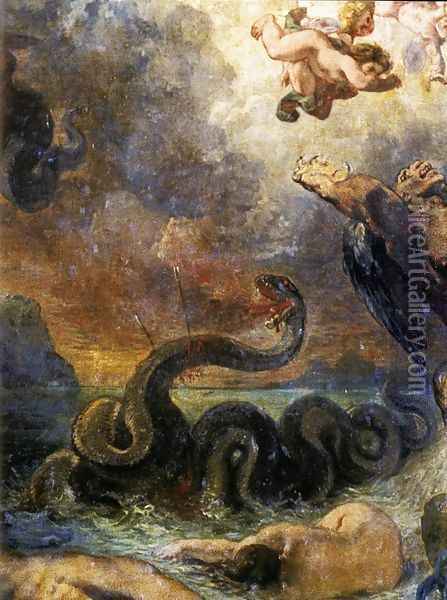 Apollo Slays Python (detail) 1850-51 Oil Painting - Eugene Delacroix