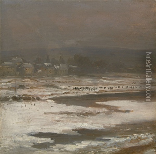 An Der Elbe Oil Painting - Gustav Adolf Friedrich